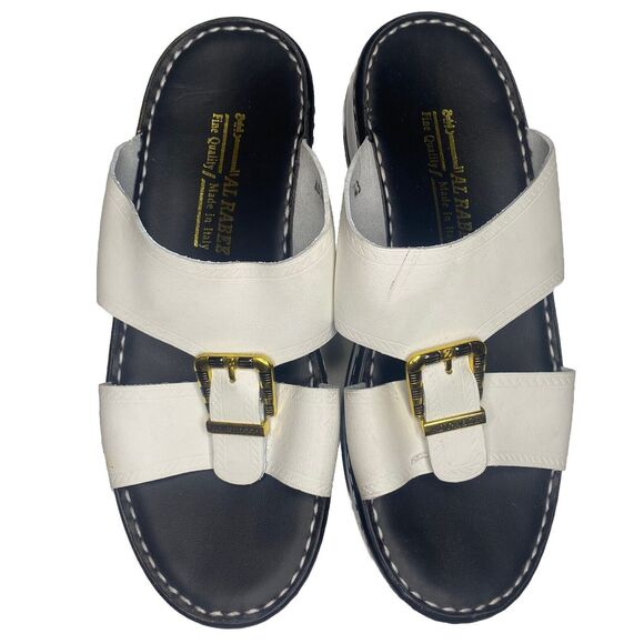 Italian Leather Handmade Sandals Men's Size 10 US Slip-On White Al Rabee - Picture 2 of 9